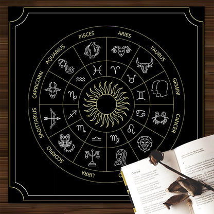 Home Decor Tablecloth Mystical Divination Horoscope Tarot Tablecloth Altar Cloth Pagan Clock Pendulum Witchcraft Oracle Room