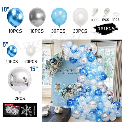 Flash Snowflake Elsa Frozen Arche Ballon Anniversaire Happy Birthday Snow Queen Balloons Party Decoration Kit Baby Shower Globos