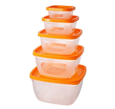 5 Pieces Sets plastic Lunch Box Portable Bowl  Food Container Lunchbox Eco-Friendly Food  Storage Boxes Kitchen Seal Box