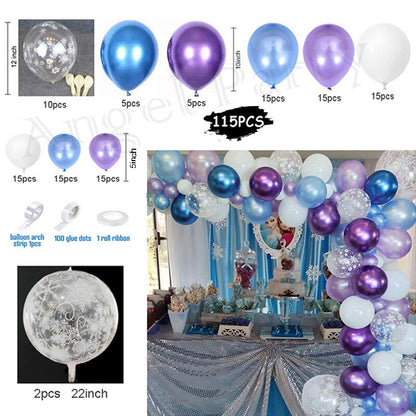 Flash Snowflake Elsa Frozen Arche Ballon Anniversaire Happy Birthday Snow Queen Balloons Party Decoration Kit Baby Shower Globos