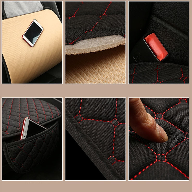 Universal Car Seat Cover Protector Linen Front Rear Back Flax Automobile Cushion Pad Mat Backrest Auto Car Accessori Interior