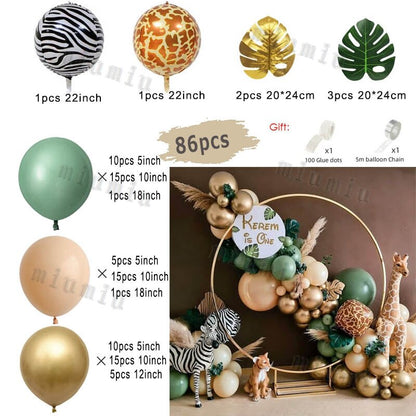 Metal Green Gold Balloon Garland Arch Kit Kids Birthday Wedding Party Matte Black White Latex Balloons Baby Shower Decorations