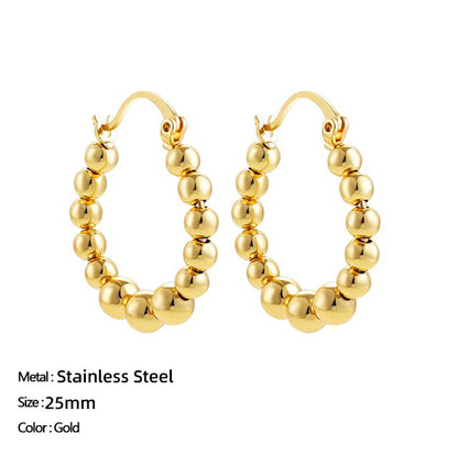 Classic Stainless Steel Ear Buckle for Women Trendy Gold Color Small Large Circle Hoop Earrings Punk Hip Hop Jewelry Accessories