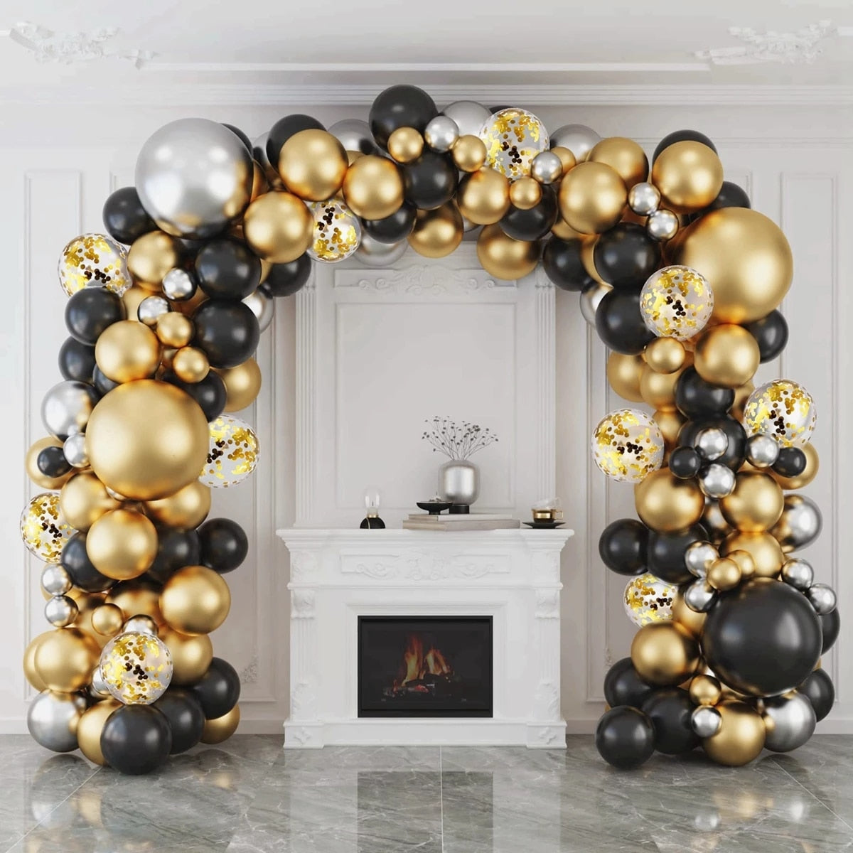 Black Gold Balloon Garland Arch Kit Confetti Latex Balloon Happy 30 40 50 Year Old Birthday Party Decoration 30th Anniversary