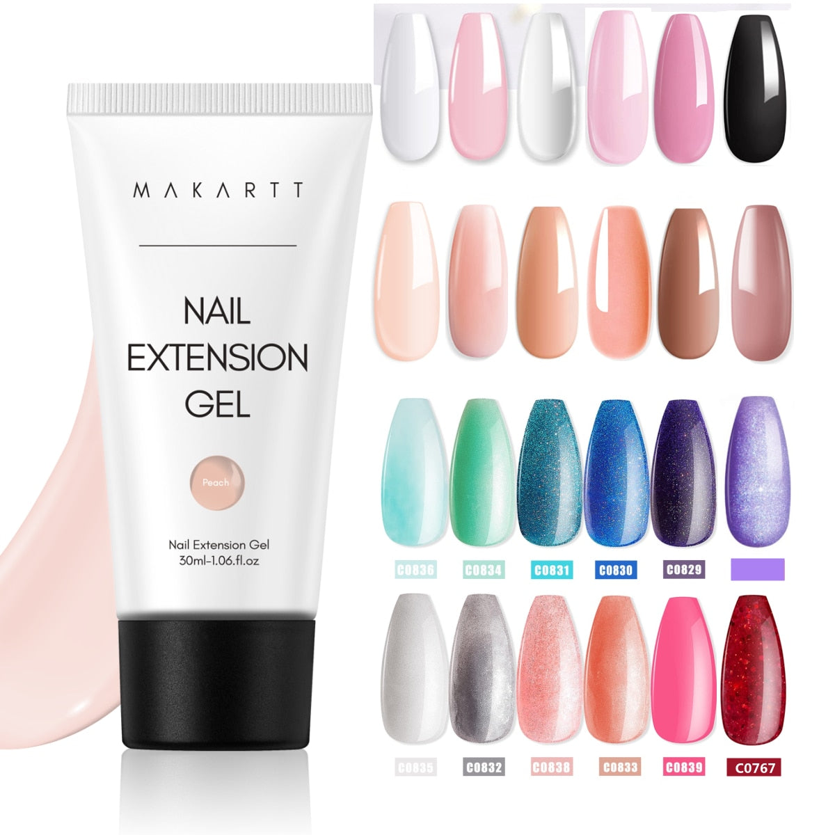 Makartt Poly Nail Extension Gel 30ML / 50ML Pink Clear Blue Purple Nail Gel Trendy Nail Art Design French Manicure For Starters