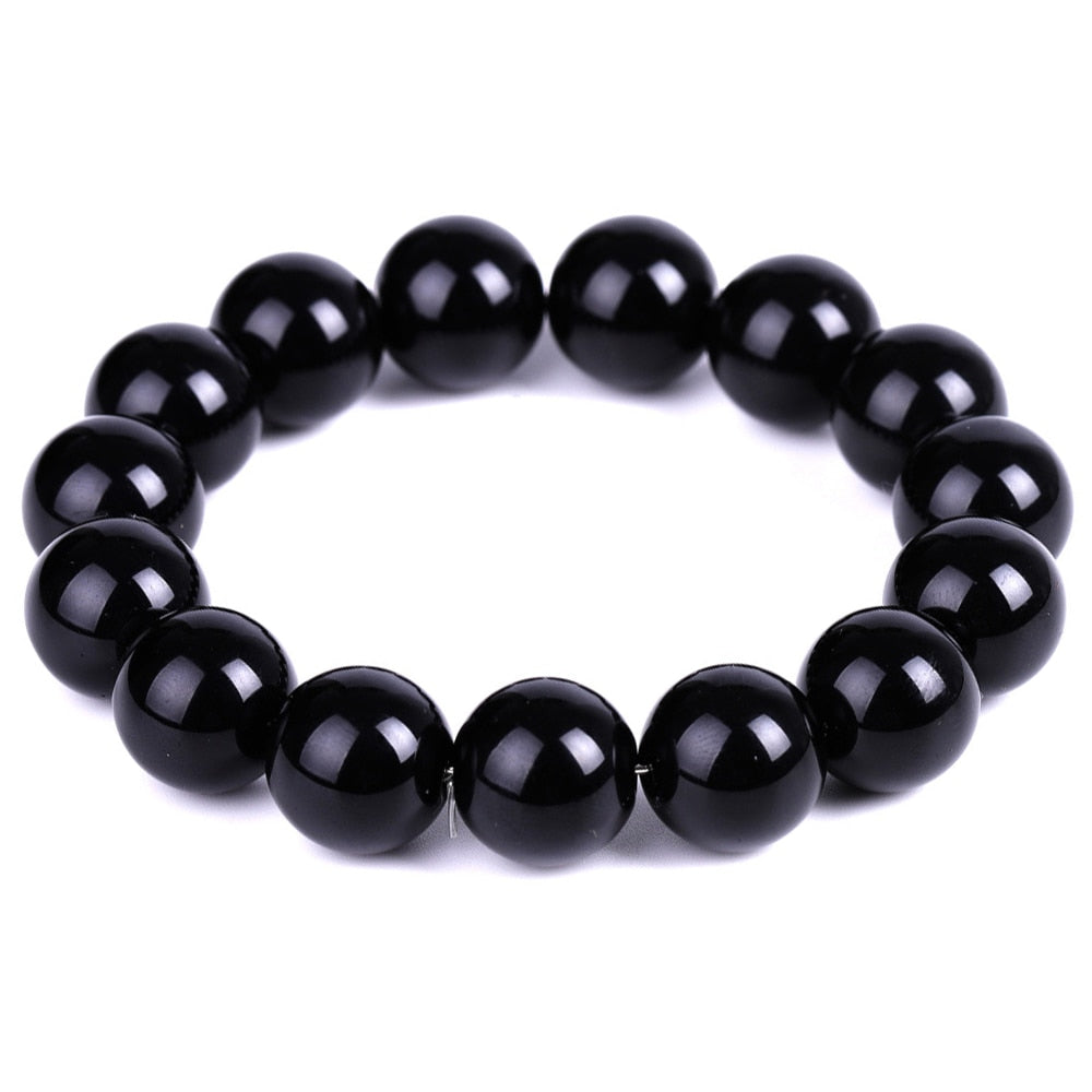 6-14mm Black Obsidian Slimming Bracelet Anklet Yoga Energy Prayer Beads String Beads Jewelry for Women Men Bracelets Gifts