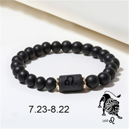 Fashion Zodiac Bracelets For Women Men Matte Black Agate Beads Wristbands Couple Gifts Jewelry Beaded Bracelets