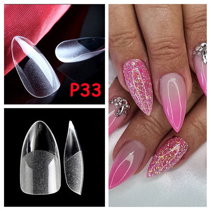 504PCS False Nails Acrylic Nail Tips Soft Gel Nail Tips Clear Nail Art Matte Underneath Fake Tips Coffin Stiletto Press On Nails