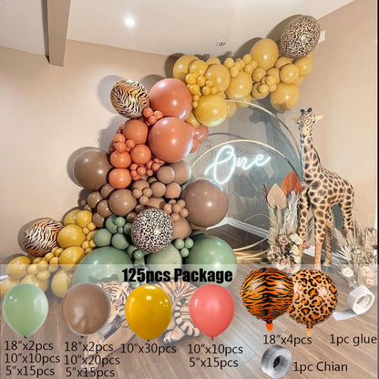 Animal Printed Balloon Arch Kit Jungle Safari Green Latex Balloons Wild One Birthday Wedding Baby Shower Party Decor Supplies