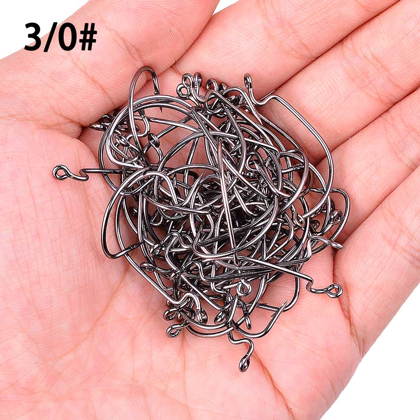 Aorace 10pc/ Box Fishing Hook Set Wide Crank Hook Offset Fishhook for Soft Worm Lure Fish Barbed Hook carp Fishing Hooks Tackle