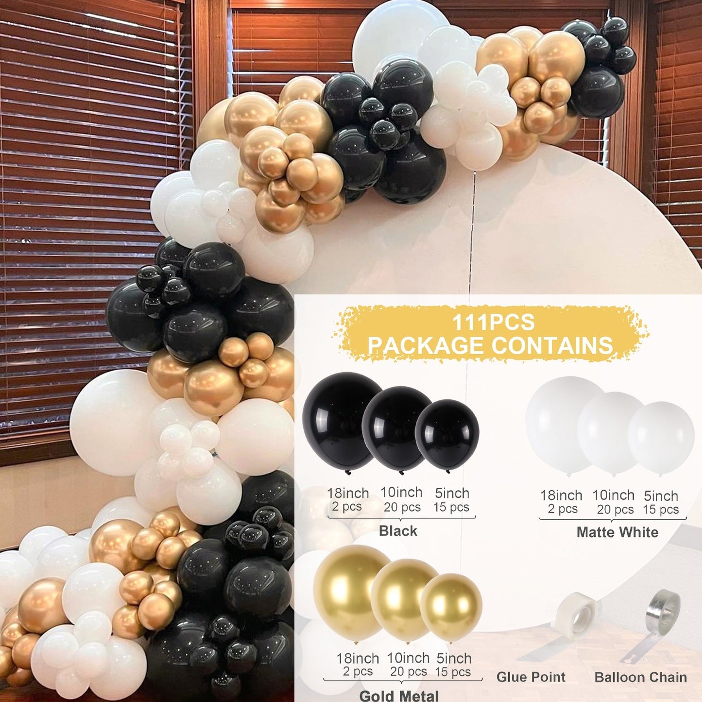 Black Gold Balloon Garland Arch Kit Confetti Latex Balloon Happy 30 40 50 Year Old Birthday Party Decoration 30th Anniversary