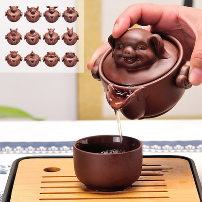 Chinese Twelve zodiac Portable Travel Tea Set Yixing Purple Clay Teapot Quik Pots Teaware Chinese Drink Teapots NLSLASI