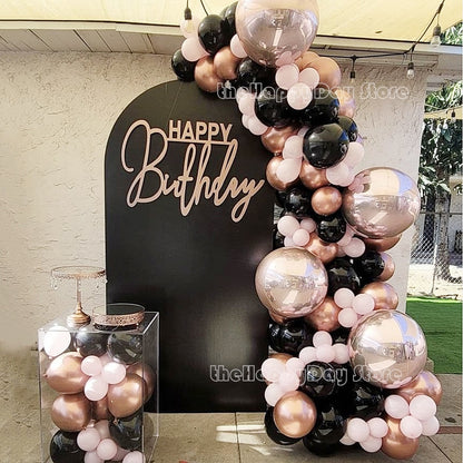 118Pcs Black Rose Gold Pink Balloon Arch Princess Birthday Balloons Garland Kit Baby Shower Girls Birthday Wedding Party Decor