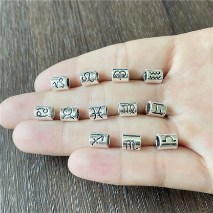 50-100pcs/lot 6*7mm Mixed Zodiac Constellation Sign Beads Charms Spacer Loose Beads For Jewelry Making Accessories DIY Bracelet