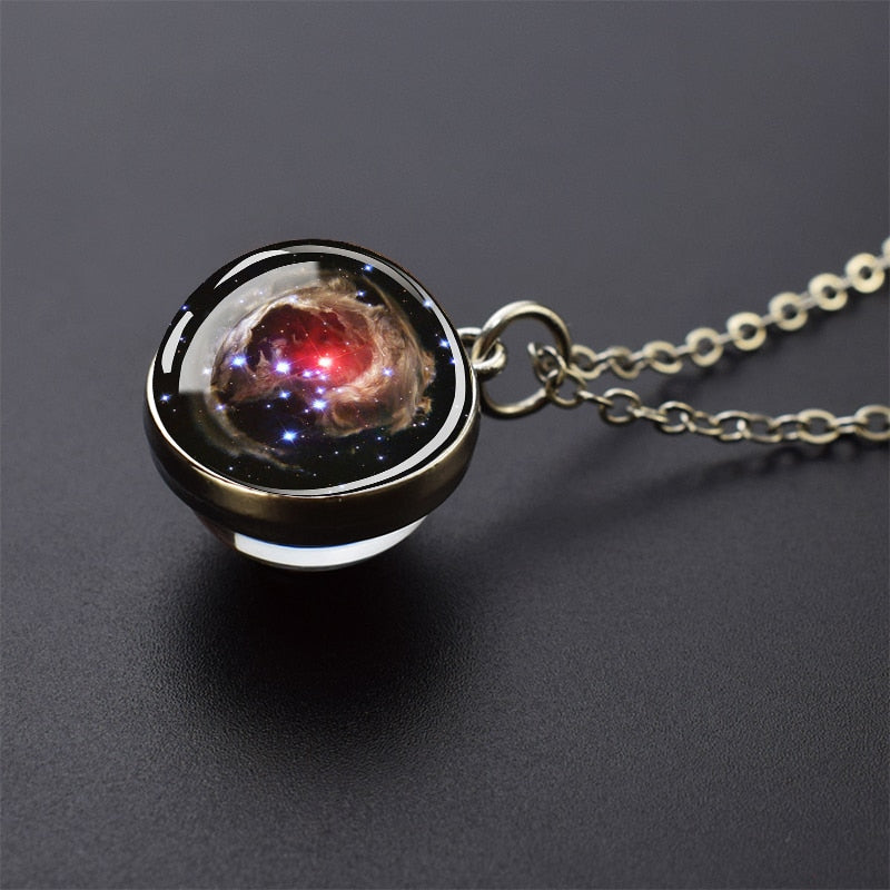 Solar System Planet Necklace Moon Earth Jupiter Neptune Mars Venus Mercury Glass Ball Pendant Necklace Fashion Christmas Gift