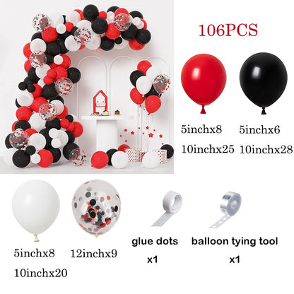 Red Black Balloon Garland Kit Gold Confetti Party Birthday Ballon Arch Casino Theme Wedding Graduation Decorations Helium Globos