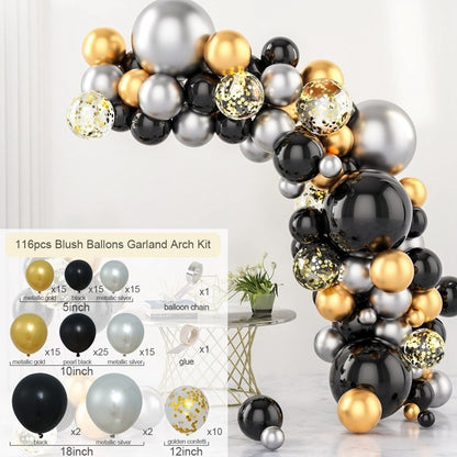 Black Gold Balloon Garland Arch Kit Confetti Latex Balloon Happy 30 40 50 Year Old Birthday Party Decoration 30th Anniversary