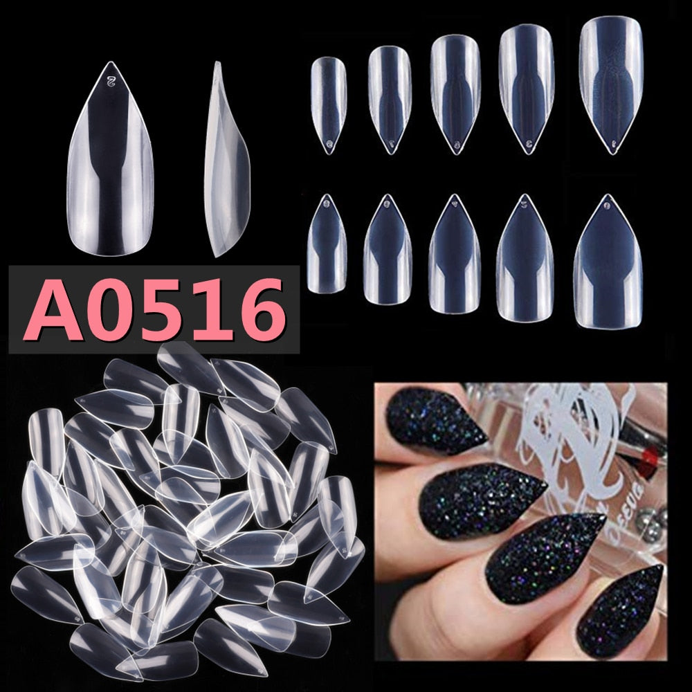 Makartt 500pcs Coffin Nails Long Ballerina False Nails Tips Clear Full Cover Ballet Acrylic Natural Fake Nails Press On Nail