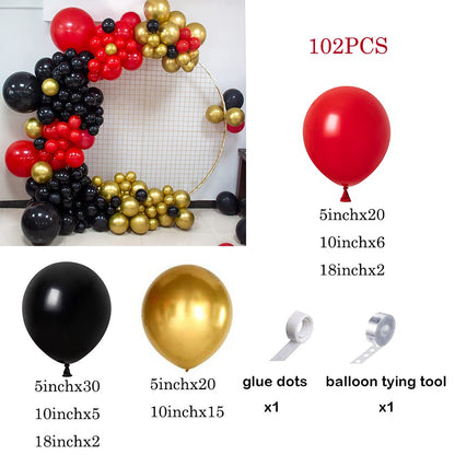 Red Black Balloon Garland Kit Gold Confetti Party Birthday Ballon Arch Casino Theme Wedding Graduation Decorations Helium Globos