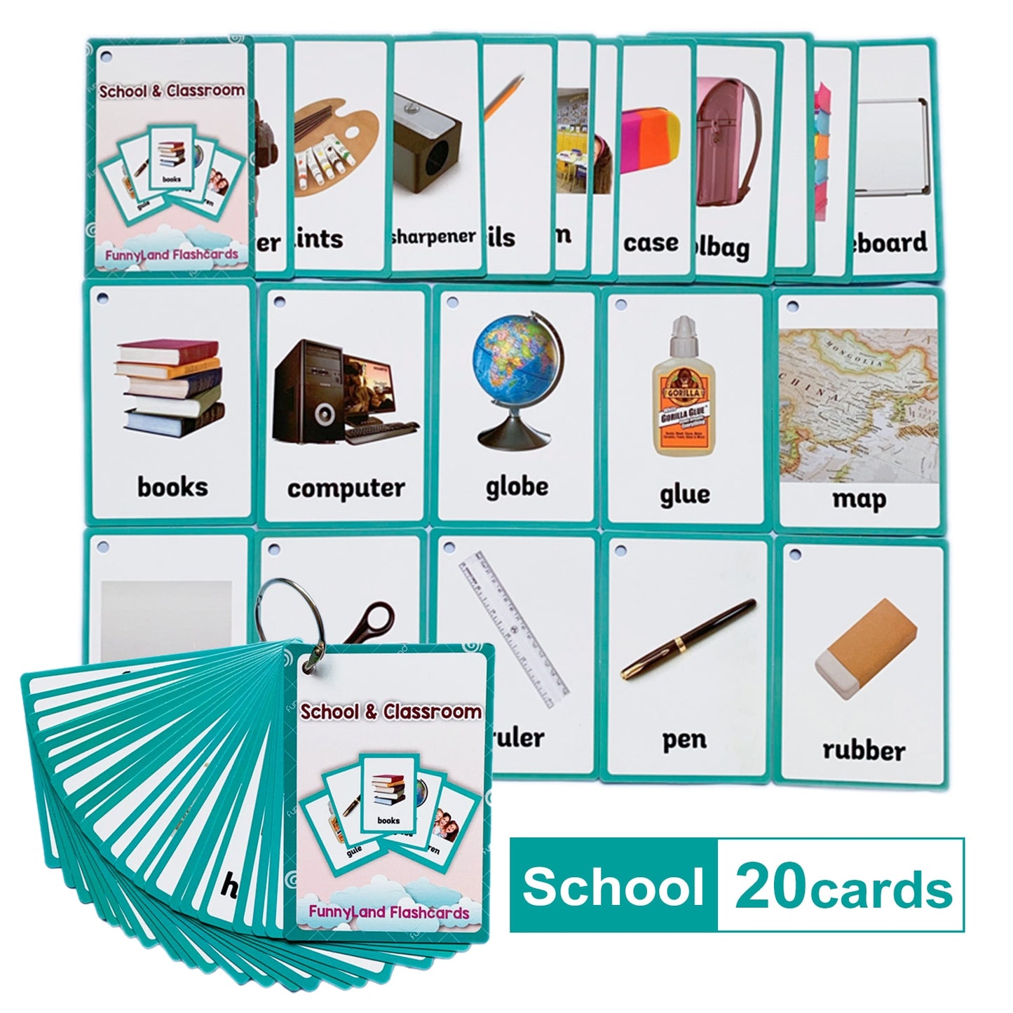 Children Baby English Learning Word Pocket Card Flashcard Montessori Educational Toys Words Table Game Gift for Kids Montessori