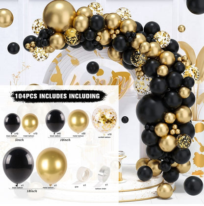 Black Gold Balloon Garland Arch Kit Confetti Latex Balloon Happy 30 40 50 Year Old Birthday Party Decoration 30th Anniversary