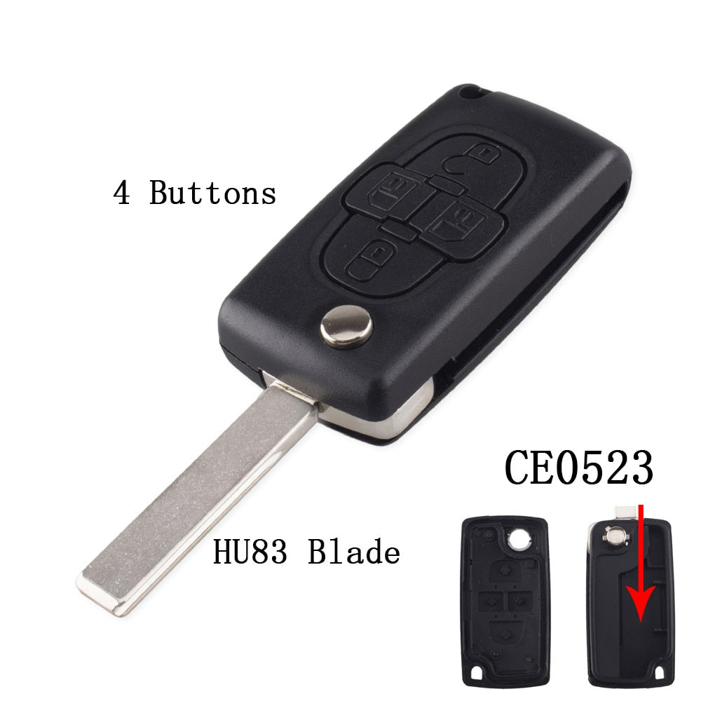 KEYYOU Remote key Case for Peugeot 207 307 308 407 607 807 For Citroen C2 C3 C4 C5 C6 Flip Folding Car Key shell 2/3/4 Buttons