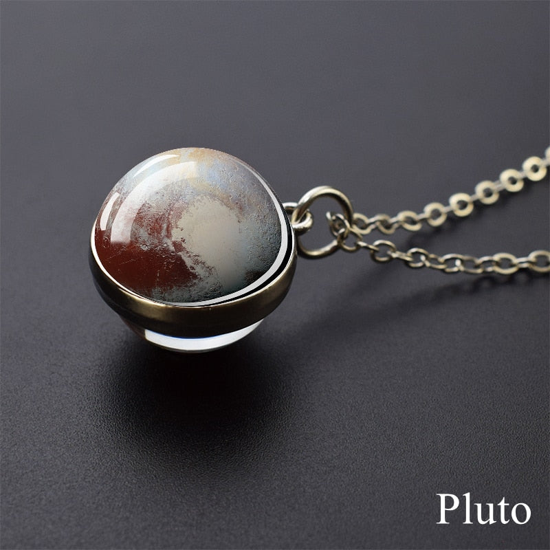 Solar System Planet Necklace Moon Earth Jupiter Neptune Mars Venus Mercury Glass Ball Pendant Necklace Fashion Christmas Gift