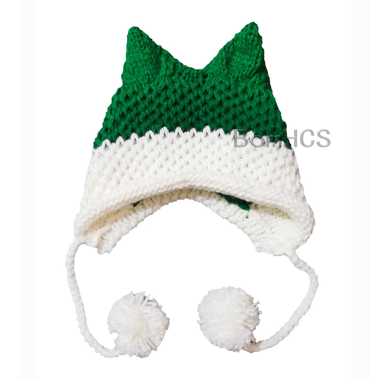 BomHCS Cute Fox Ears Beanie Winter Warm 100% Handmade Knit Hat