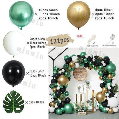 Metal Green Gold Balloon Garland Arch Kit Kids Birthday Wedding Party Matte Black White Latex Balloons Baby Shower Decorations