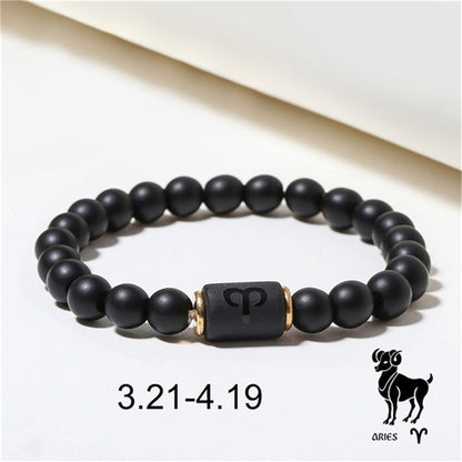 Fashion Zodiac Bracelets For Women Men Matte Black Agate Beads Wristbands Couple Gifts Jewelry Beaded Bracelets