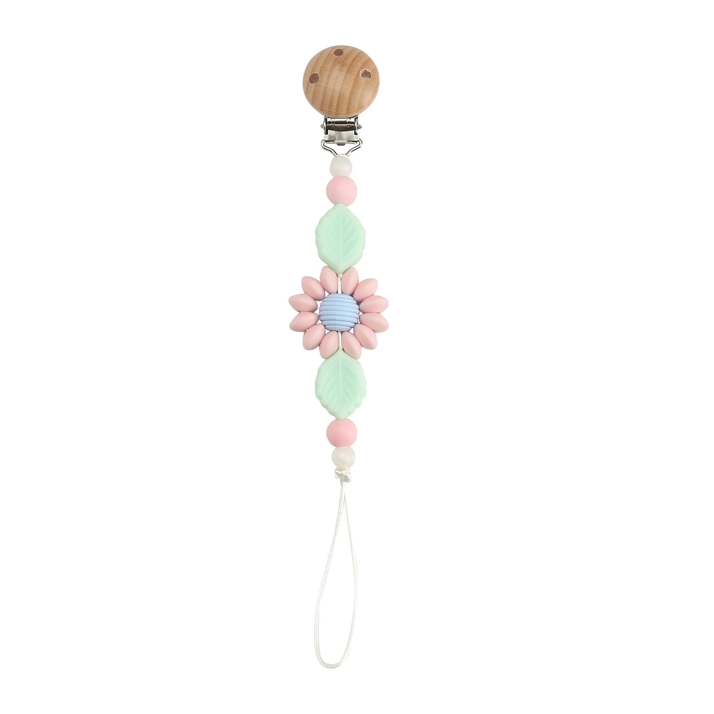 1 Pcs Baby Pacifier Clips Flowers Shape BPA Free Silicone Teething Beads Pacifier Chain Holder Dummy Feeding Clip Soother Chain