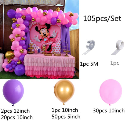 Disney Minnie Mouse Head Foil Balloons Garland Arch Kit Pink Gold Latex Balloons Birthday Baby Shower Party Decoration Supplies