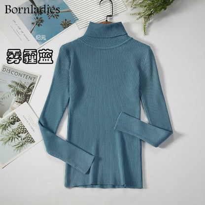 Bornladies 2022 Basic Turtleneck Women Sweaters Autumn Winter Tops Slim Women Pullover Knitted Sweater Jumper Soft Warm Pull