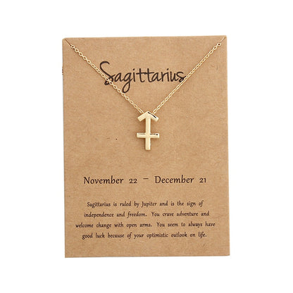 12 Zodiac Sign Necklaces With Cardboard Constellations Pendant Gold Color Chains Choker For Women Birthday Fashion Jewelry