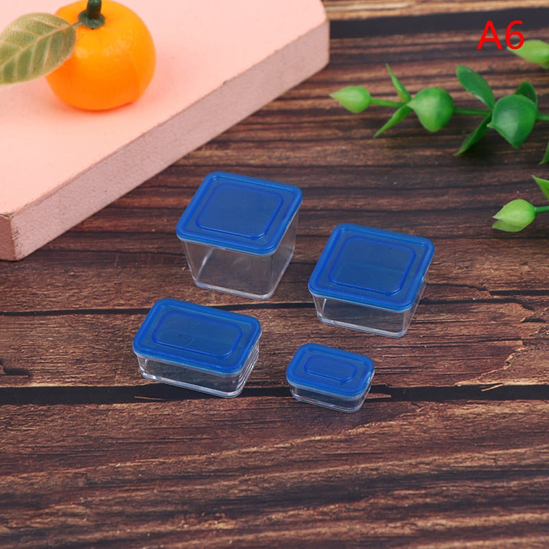 4Pcs 1/12 Miniature Dollhouse Food Container Set Mini Crisper Fruit Box lunch Box Bento Box Kitchen Blyth Doll House Accessories