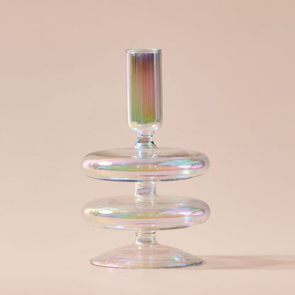 Iridescent Candle Holders Rainbow Nordic Vase Flower Home Decoration Nordic Table Decor Christmas Gift Dining Table Decor Glass