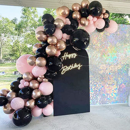 118Pcs Black Rose Gold Pink Balloon Arch Princess Birthday Balloons Garland Kit Baby Shower Girls Birthday Wedding Party Decor