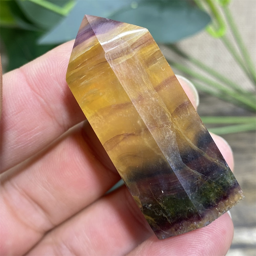 Fluorite Tower Natural Stone Crystal Healing  Wand Gem Minerals Green Reiki Purple Fengshui  For Home Decoratiom Accessories