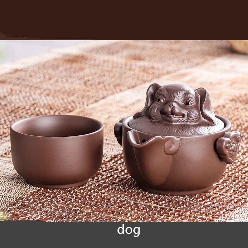 Chinese Twelve zodiac Portable Travel Tea Set Yixing Purple Clay Teapot Quik Pots Teaware Chinese Drink Teapots NLSLASI