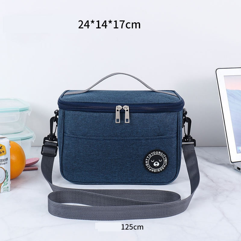 Size Small Food Thermal Lunch Box Bag Durable Waterproof Office Cooler Lunchbox Organizer School Kids Insulated Case with Strap