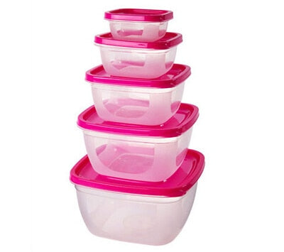 5 Pieces Sets plastic Lunch Box Portable Bowl  Food Container Lunchbox Eco-Friendly Food  Storage Boxes Kitchen Seal Box