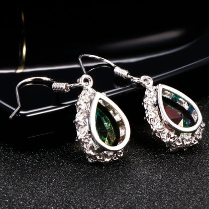 Rainbow Topaz Gemstone  Women&#39;s Drop Earrings Silver Earrings New Design Wedding Jewelry Daily Accessories