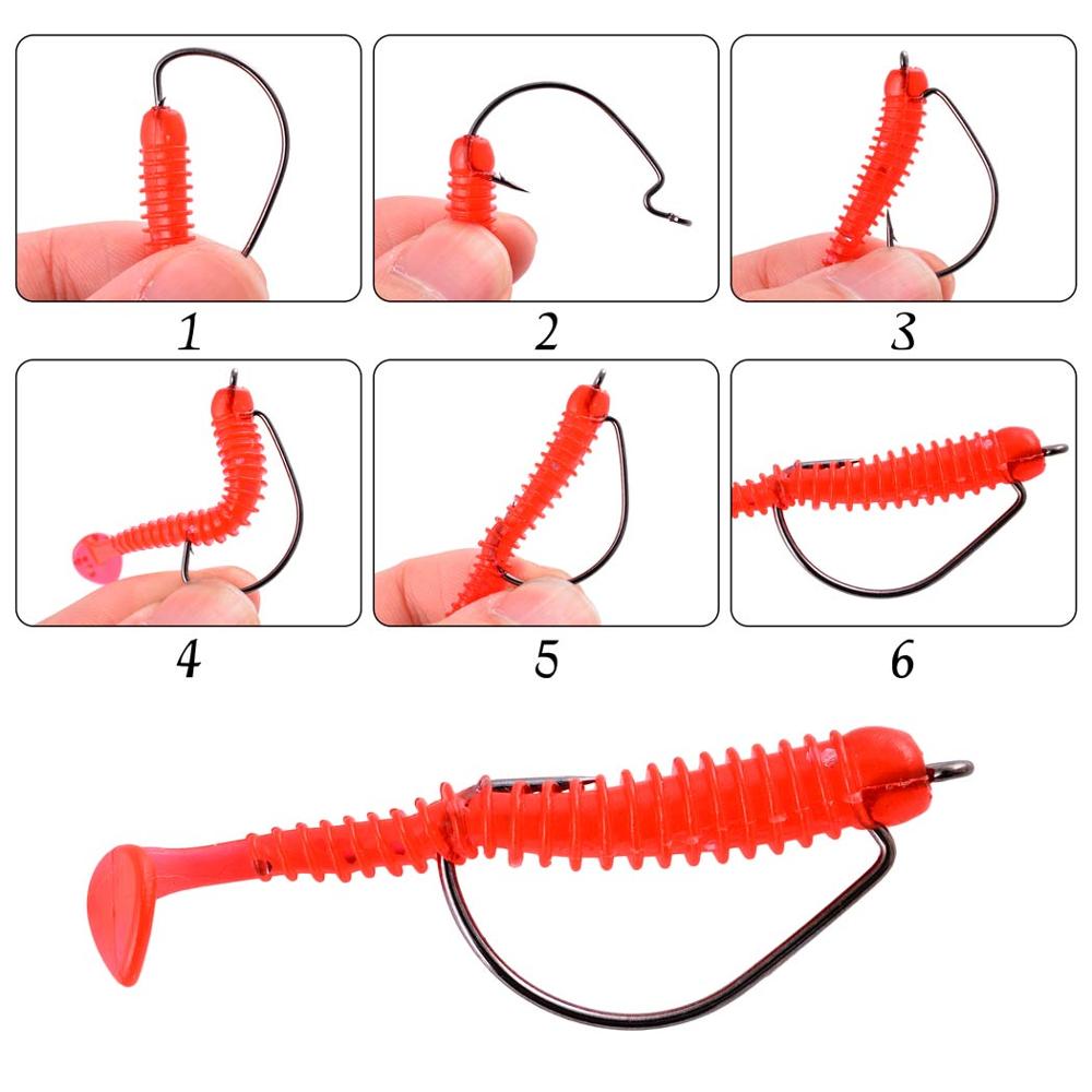 Aorace 10pc/ Box Fishing Hook Set Wide Crank Hook Offset Fishhook for Soft Worm Lure Fish Barbed Hook carp Fishing Hooks Tackle