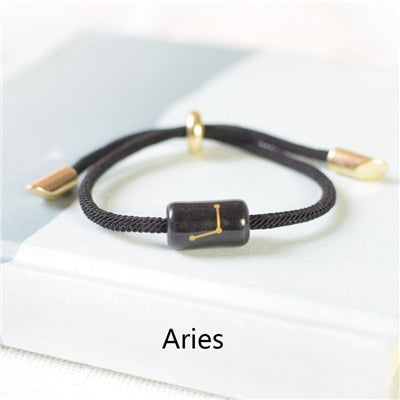 12 Constellation Zodiac Bracelet For Women Men Ceramics Engrave Charm Lucky couple Bracelets Fashion Jewelry Reiki best