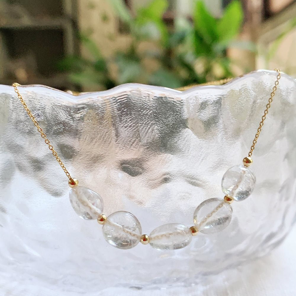 Minimalist Natural Crystal Stone Necklace Irregular Mineral Quartz Citrines Fluorite Purple Crystal Charm Tiny Chain Choker