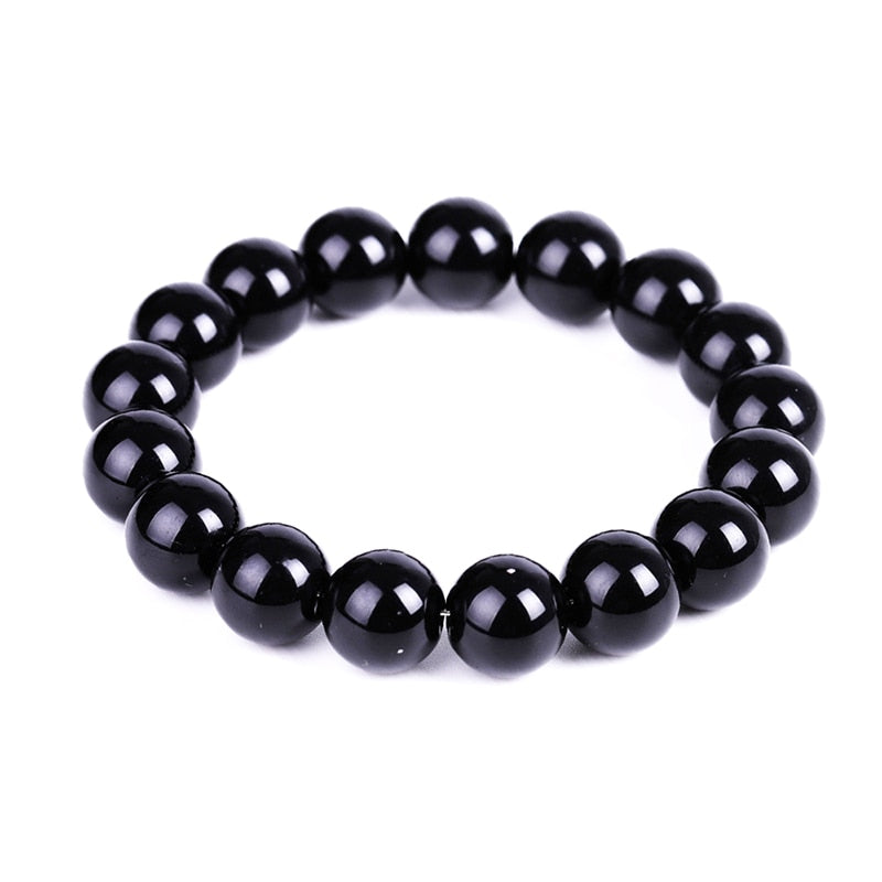 6-14mm Black Obsidian Slimming Bracelet Anklet Yoga Energy Prayer Beads String Beads Jewelry for Women Men Bracelets Gifts