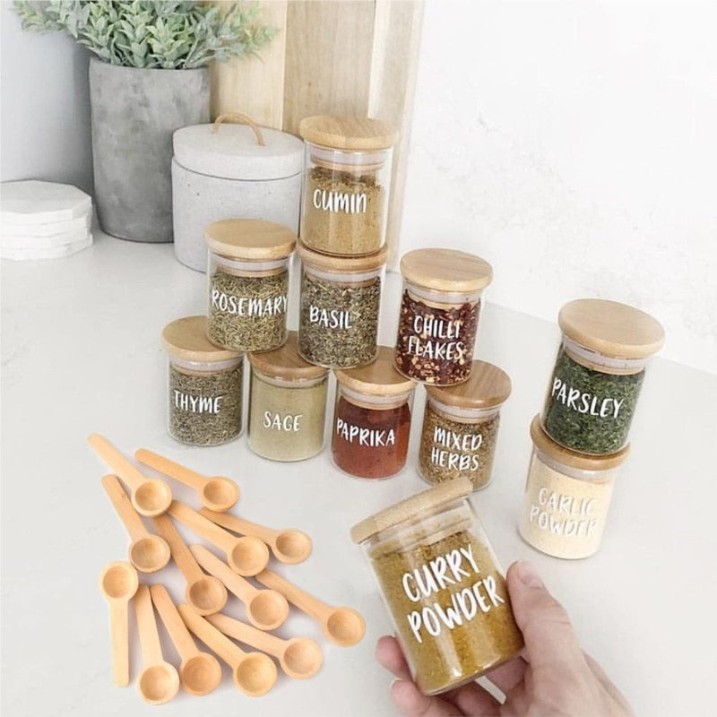 20/50/100pcs Kitchen Seasoning, Honey Coffee Kitchen Cooking Small Wooden Salt Spoons for Spice Jars Tools Measuring Spoons Set