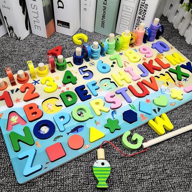 Montessori Educational Wooden Toys for Kids 2 to 4 years old Montessori Board Math Fishing Educational Toys 2 years Baby Toys