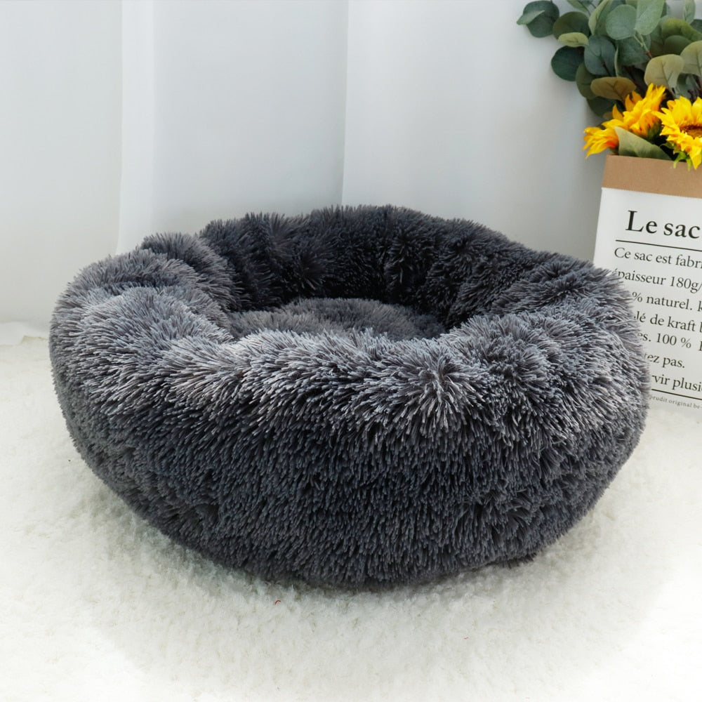 Long Plush Cat Bed House Soft Round Cat Bed Winter Pet Dog Cushion Mats For Small Dogs Cats Nest Warm Puppy Kennel 50/60/70cm