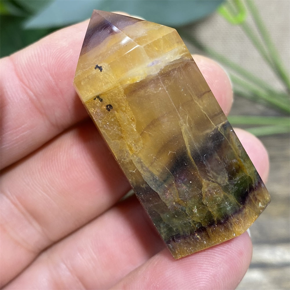 Fluorite Tower Natural Stone Crystal Healing  Wand Gem Minerals Green Reiki Purple Fengshui  For Home Decoratiom Accessories